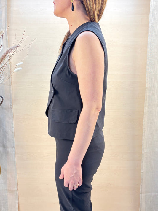 Gilet in bengalina nero – Karma | Made in Italy