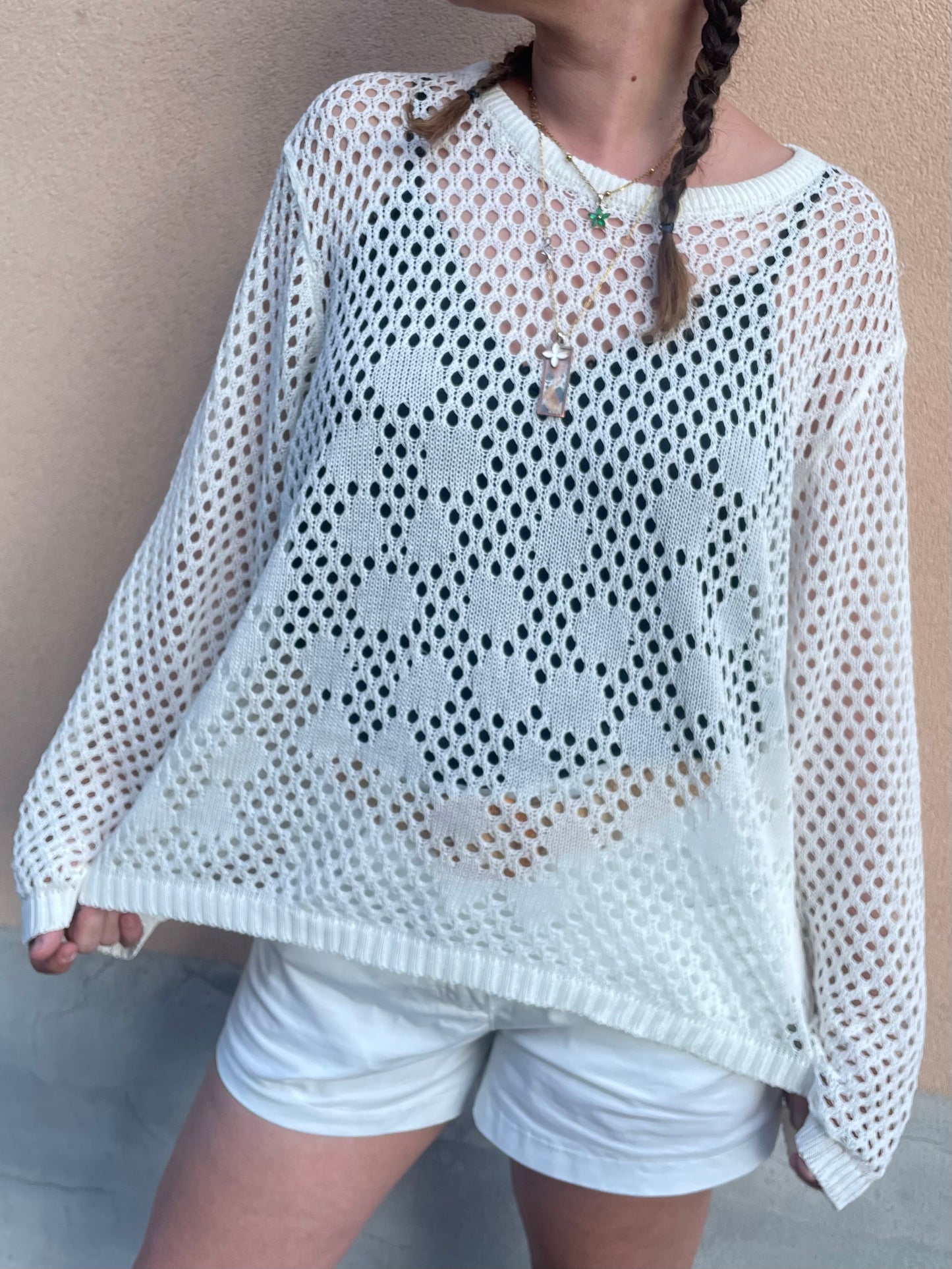 Maglia a rete bianca - in viscosa