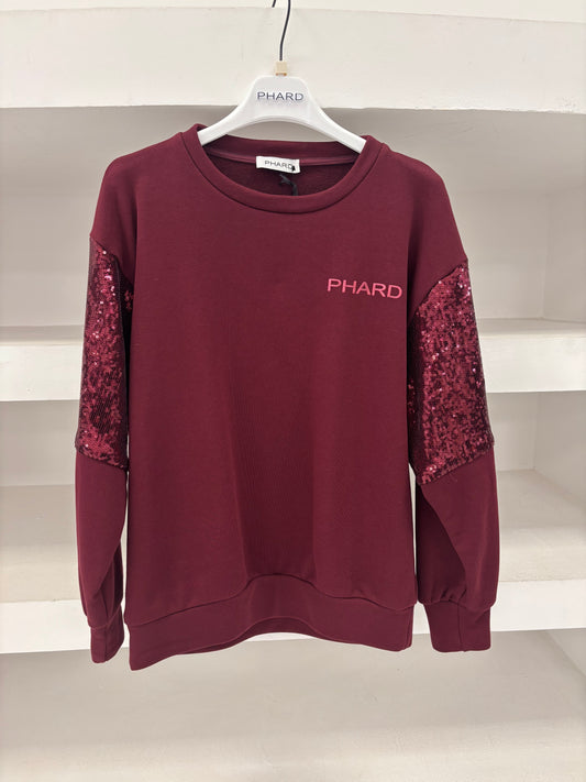 Felpa amarone con paillettes