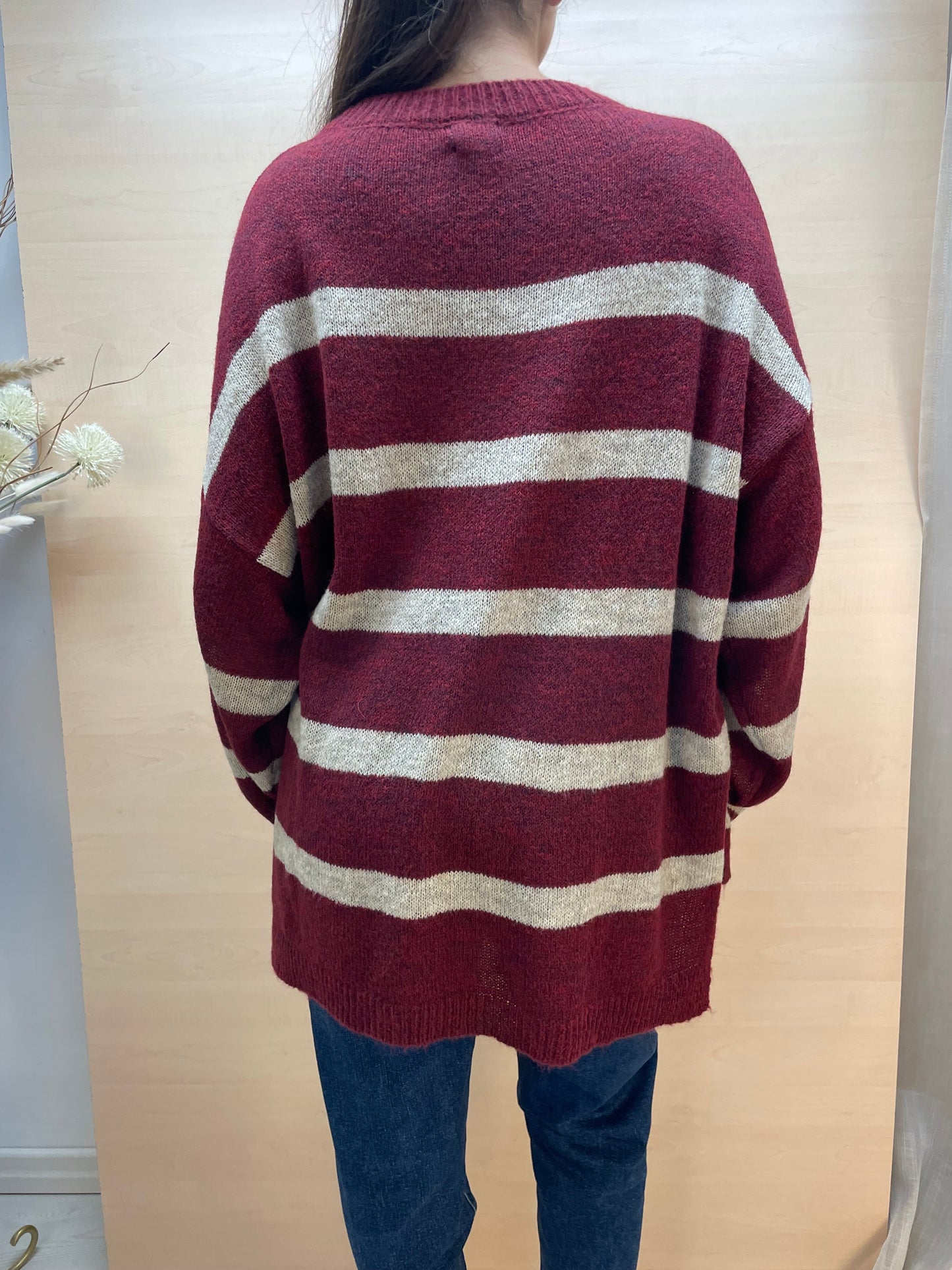 Maglia girocollo a righe - in lana