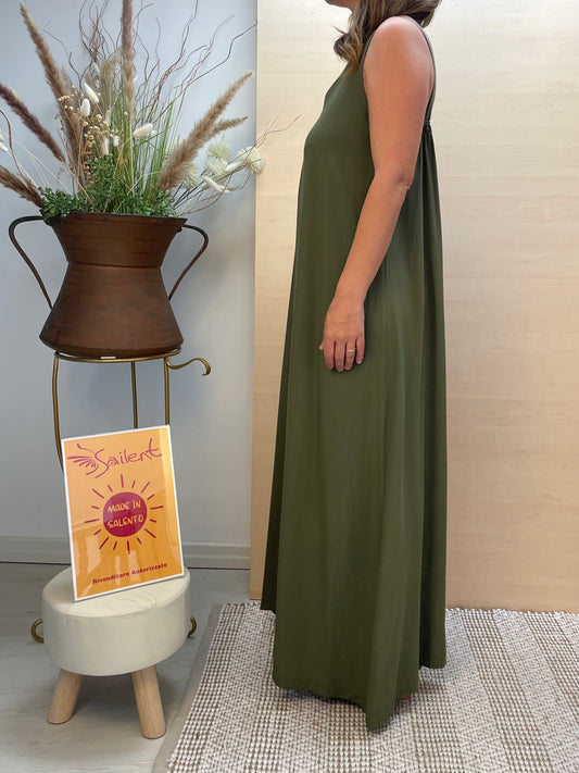 Abito effetto lino - verde militare