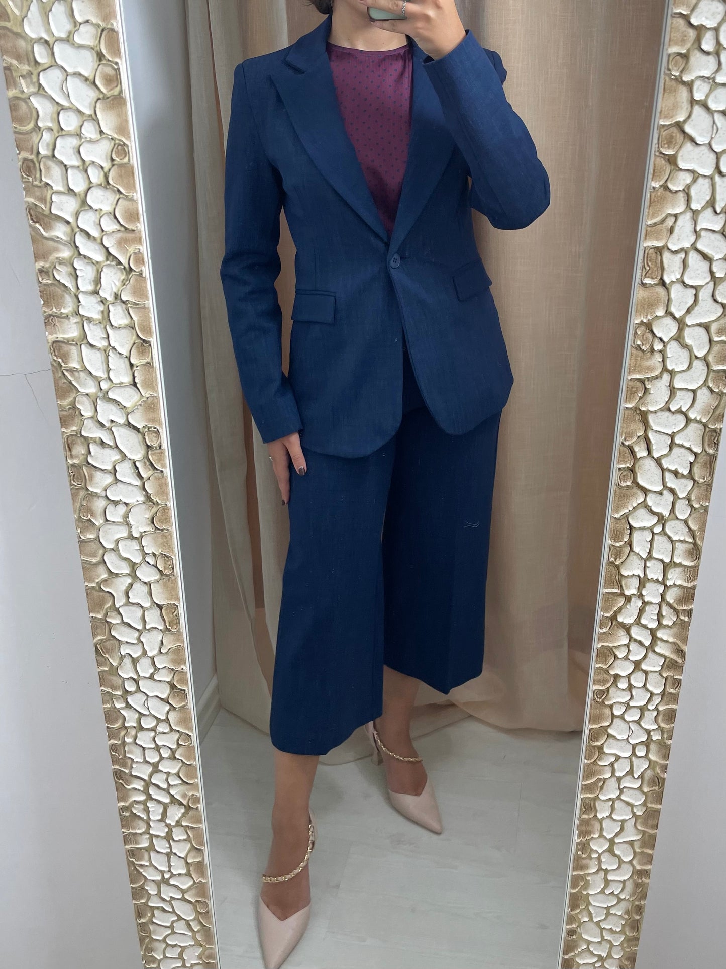 Pantalone a palazzo effetto denim - in viscosa