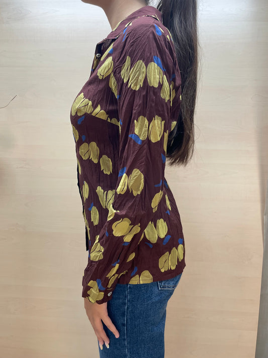 Camicia tulipani base Marrone Castagna - in cotone bio