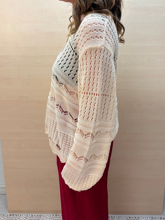 Maglia in pizzo fluido beige - in viscosa