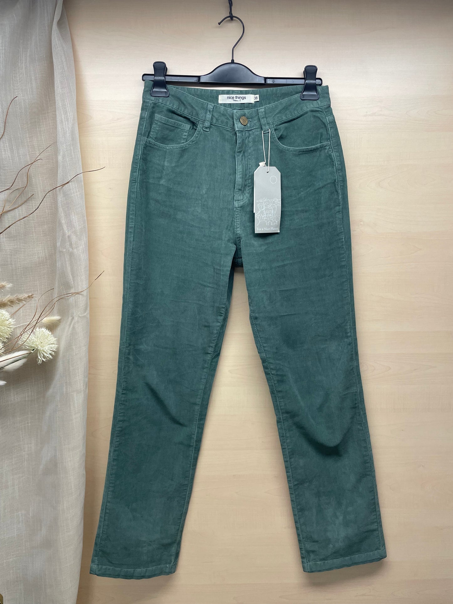 Pantaloni in Velluto a coste sottili - Verde