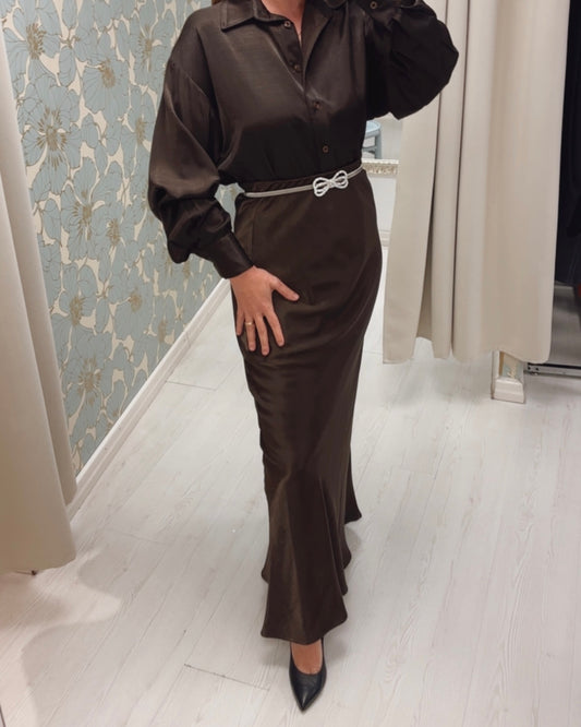 Gonna Midi sirena cangiante - Moka