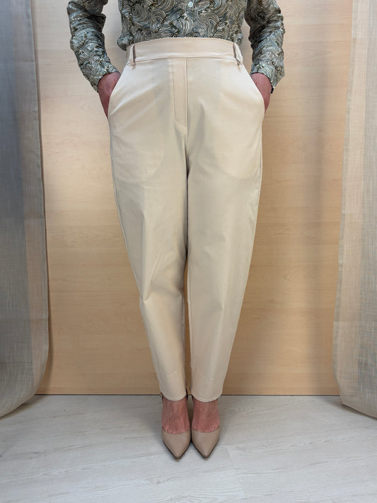 Pantalone carota in bengalina avorio - Karma- Made in Italy