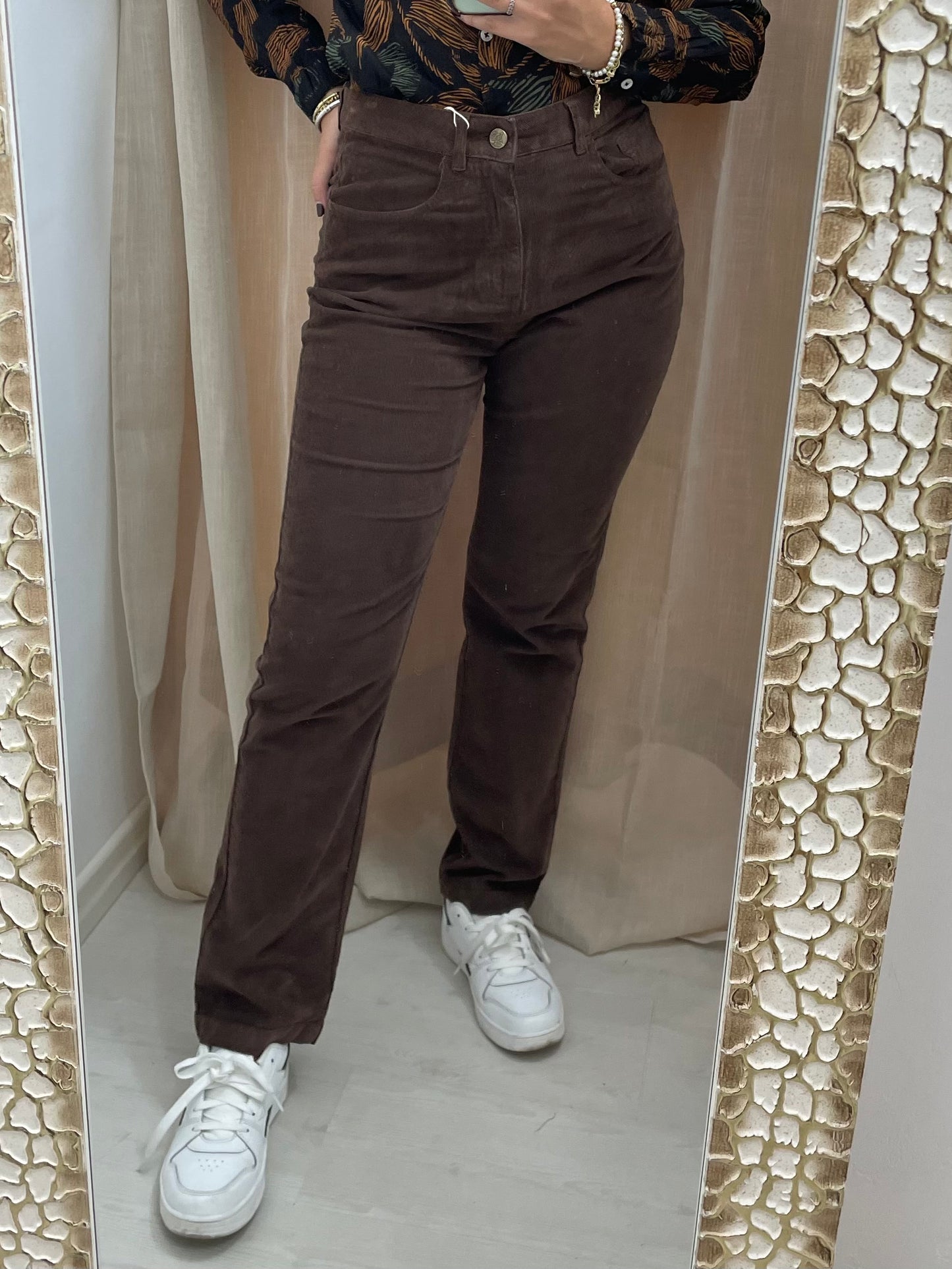 Pantaloni in Velluto a coste sottili - marrone