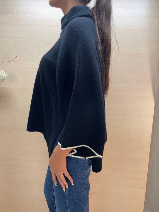 Maglia collo alto e raglan - in misto cashmere