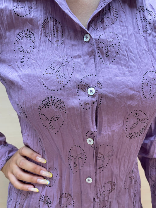 Camicia con stampa volti - in cotone bio