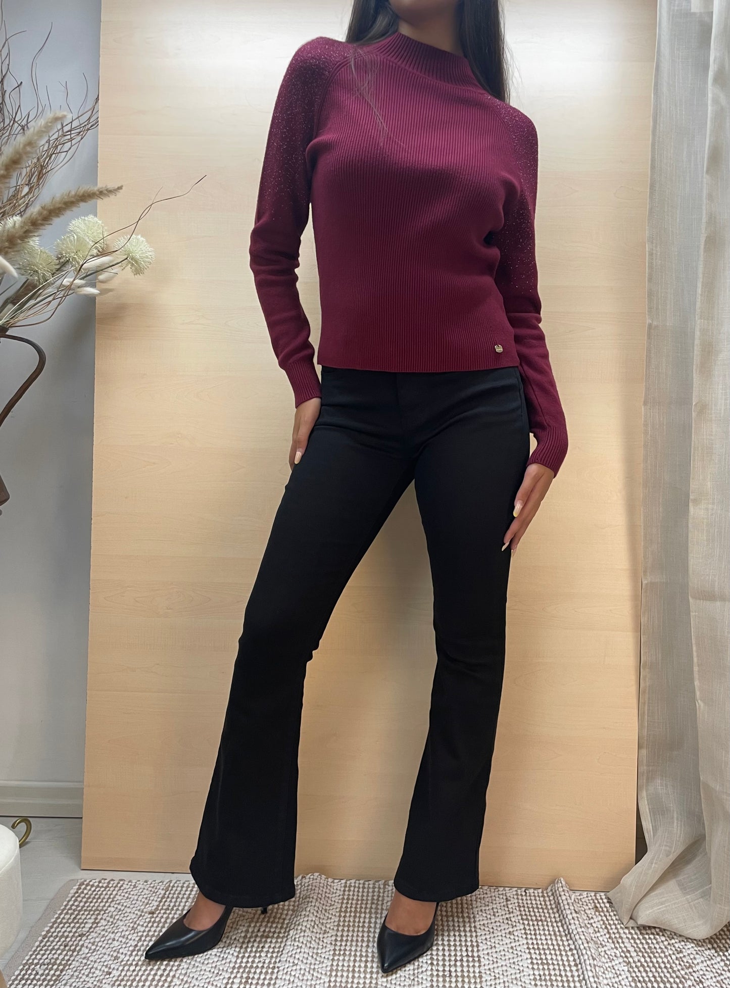 Maglia con lurex col. Amarone - in viscosa
