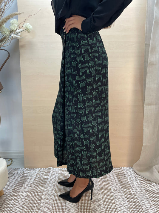 Gonna con stampa animalier felina - in viscosa