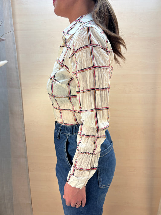 Camicia no stiro fantasia quadri - cotone bio