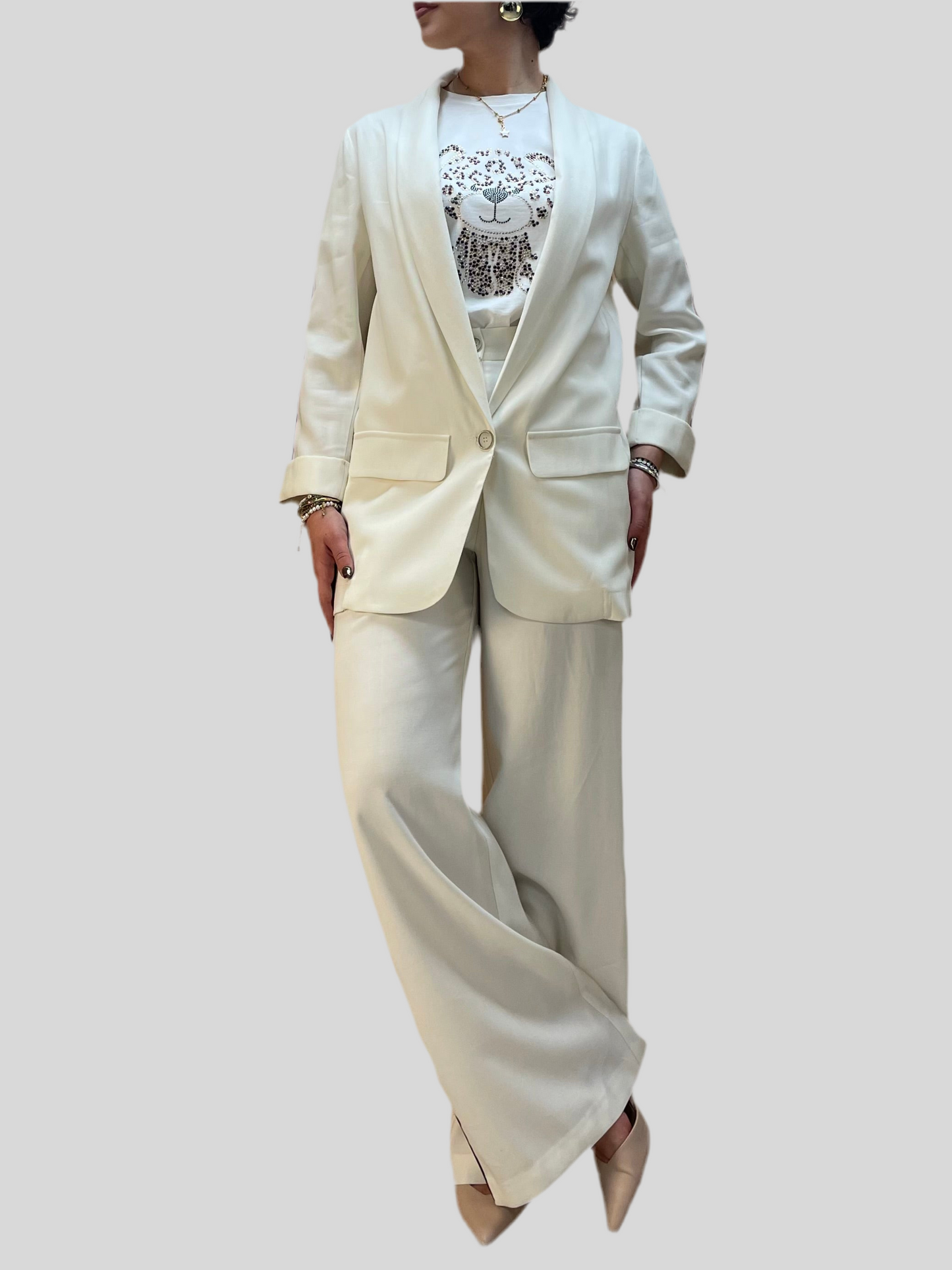 Completo giacca e pantalone con riga laterale Amarena