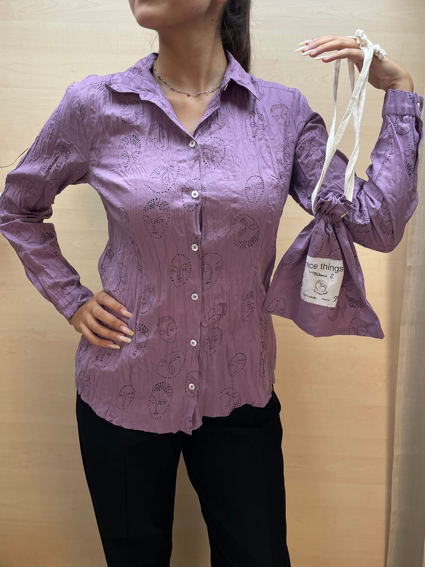 Camicia con stampa volti - in cotone bio