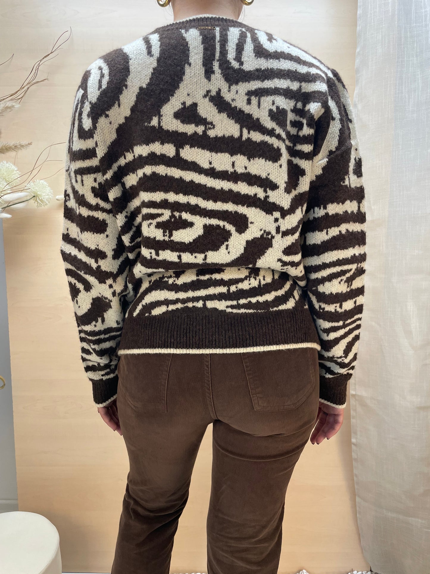 Maglione a fantasia - color Moka e Burro