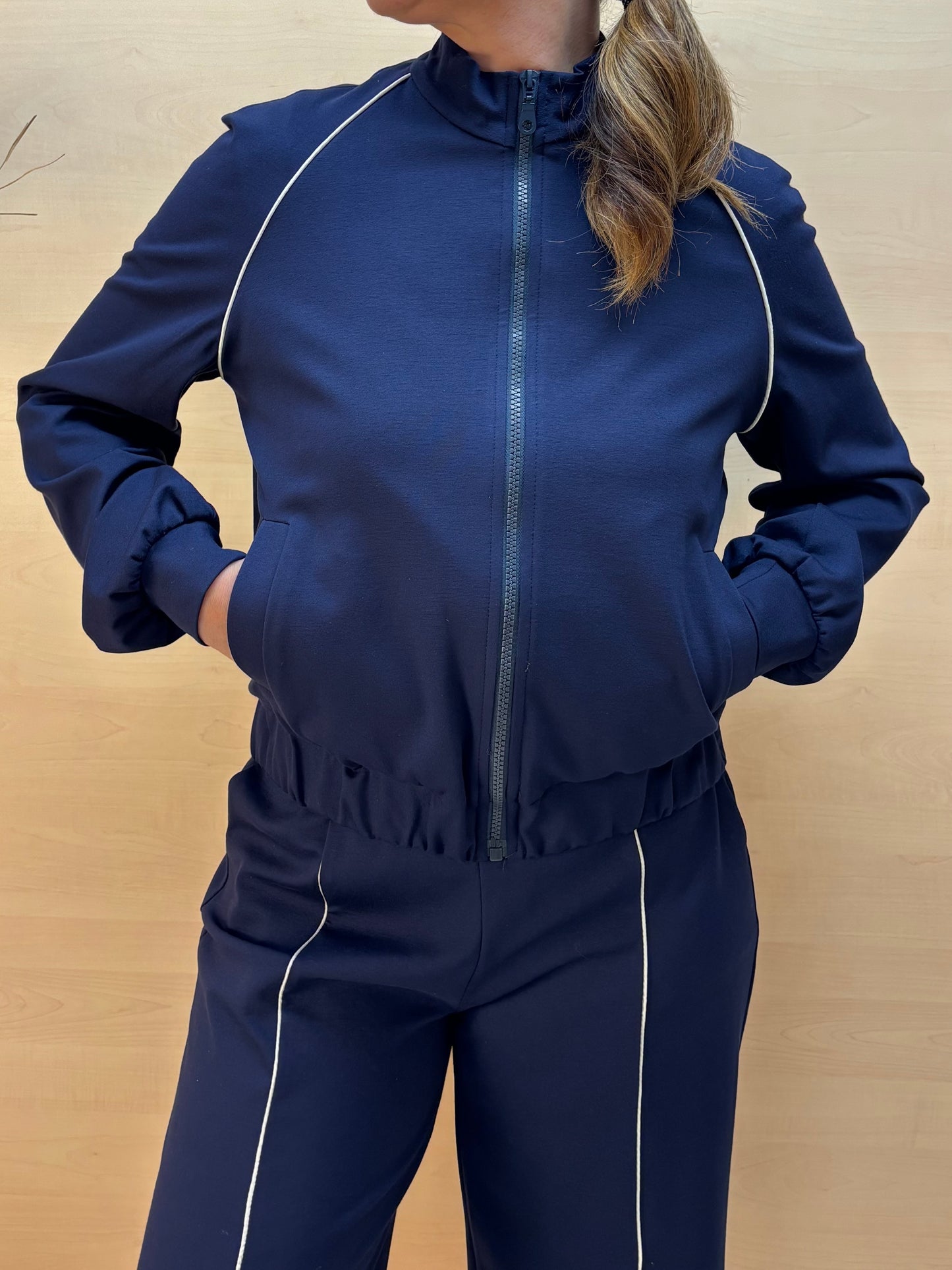 Felpa blu con zip - in viscosa