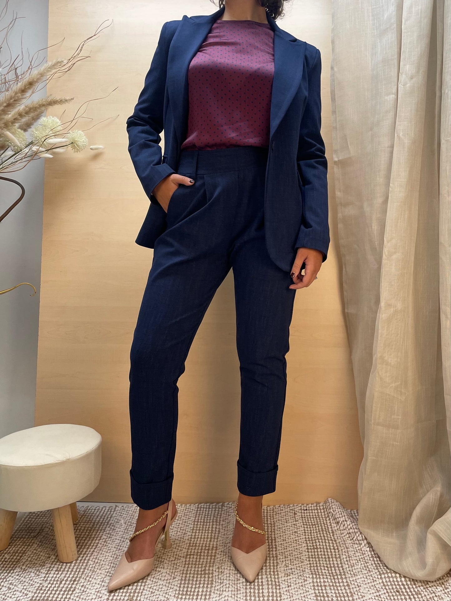 Pantalone a gamba dritta effetto denim - in viscosa