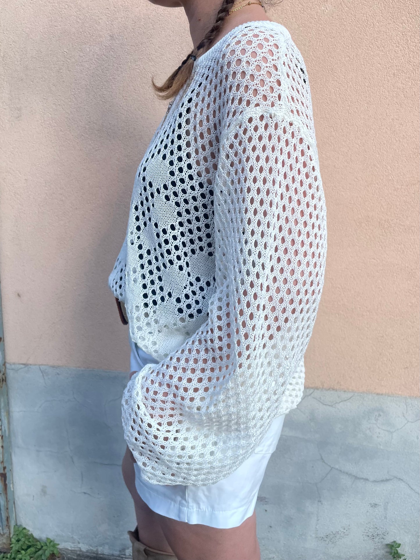 Maglia a rete bianca - in viscosa