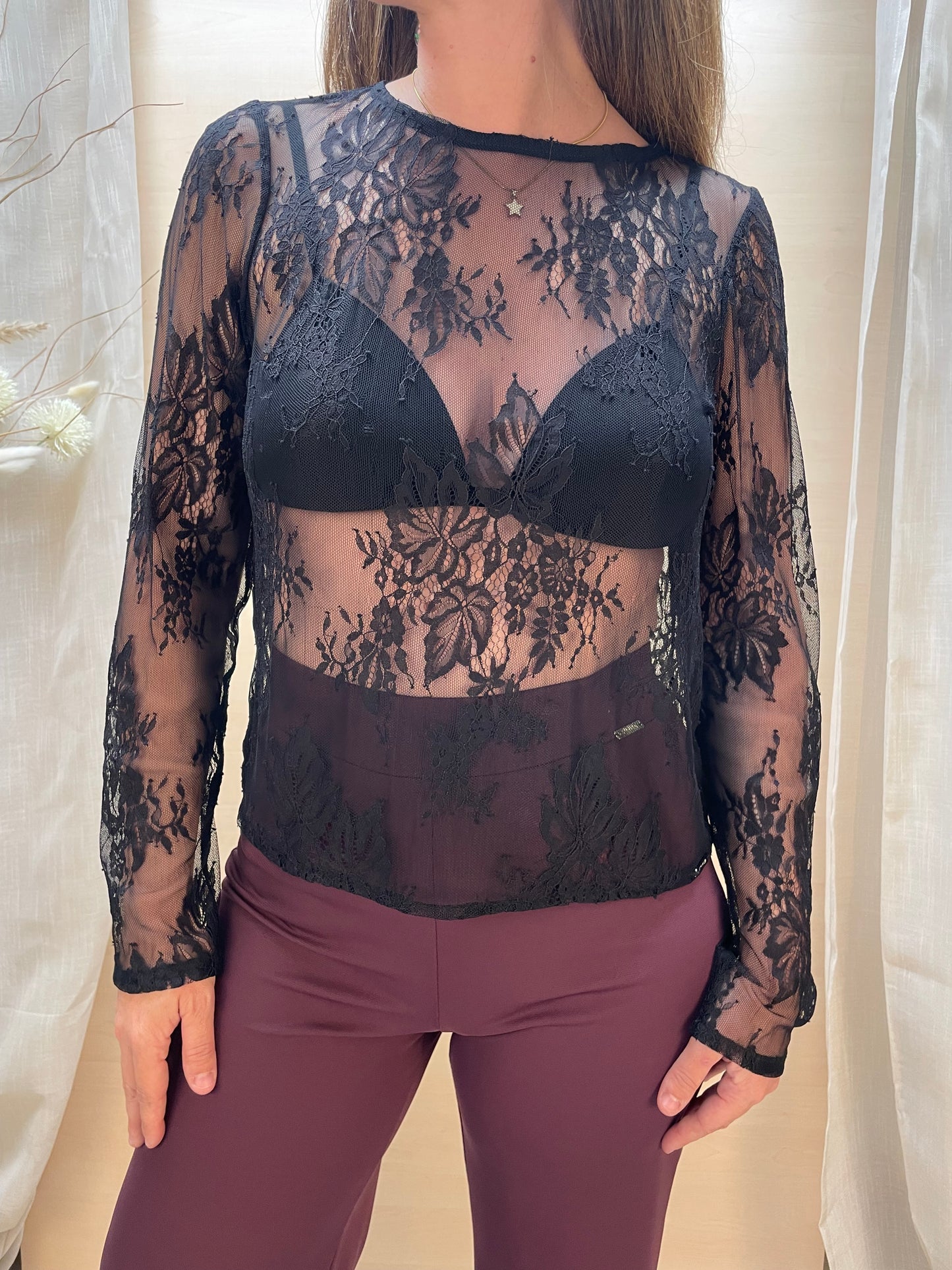 Maglia maniche lunghe - in pizzo