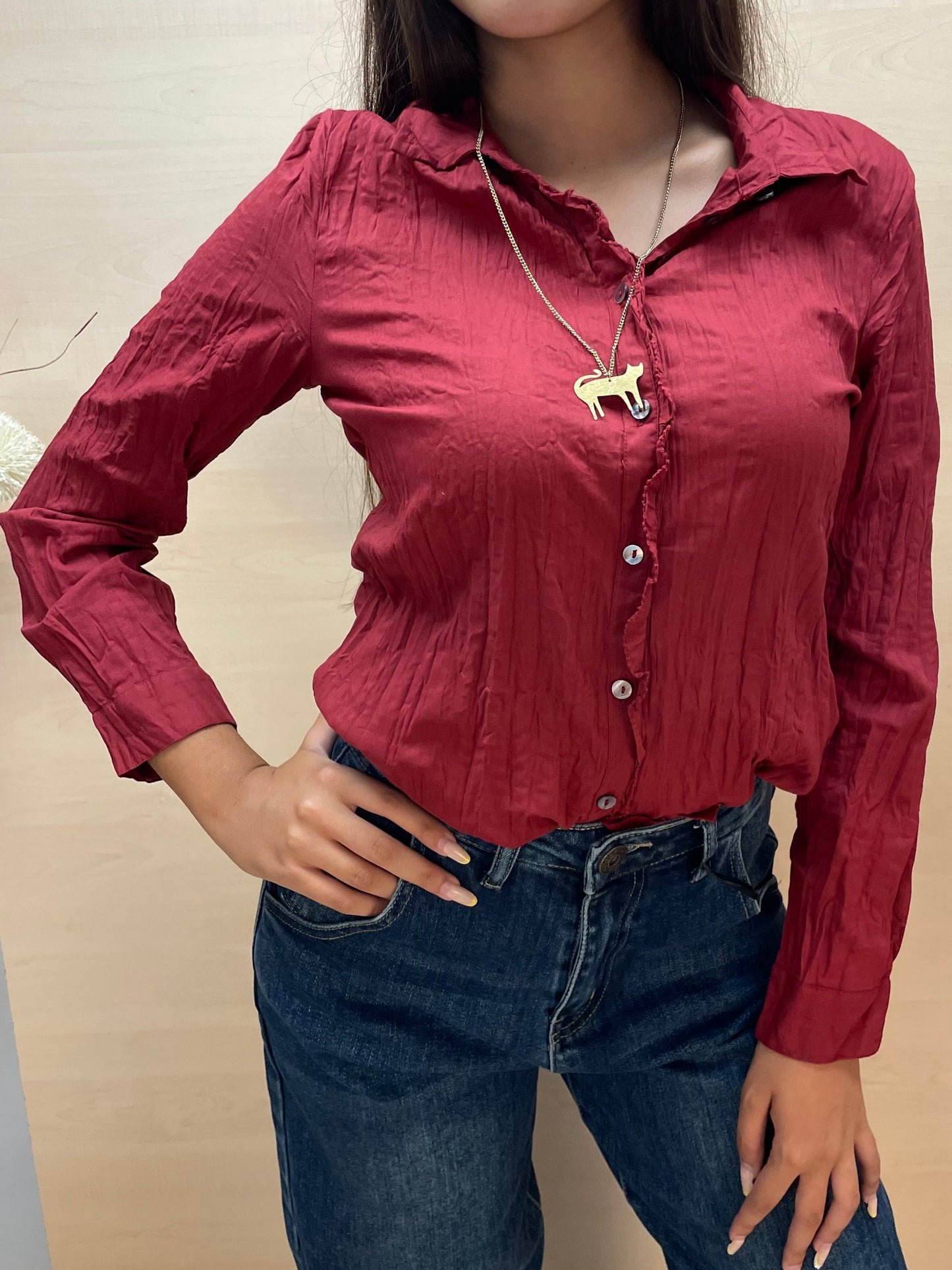 Camicia rossa tinta unita - in cotone bio
