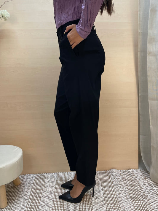 Pantalone con taglio davanti - in bengalina nero