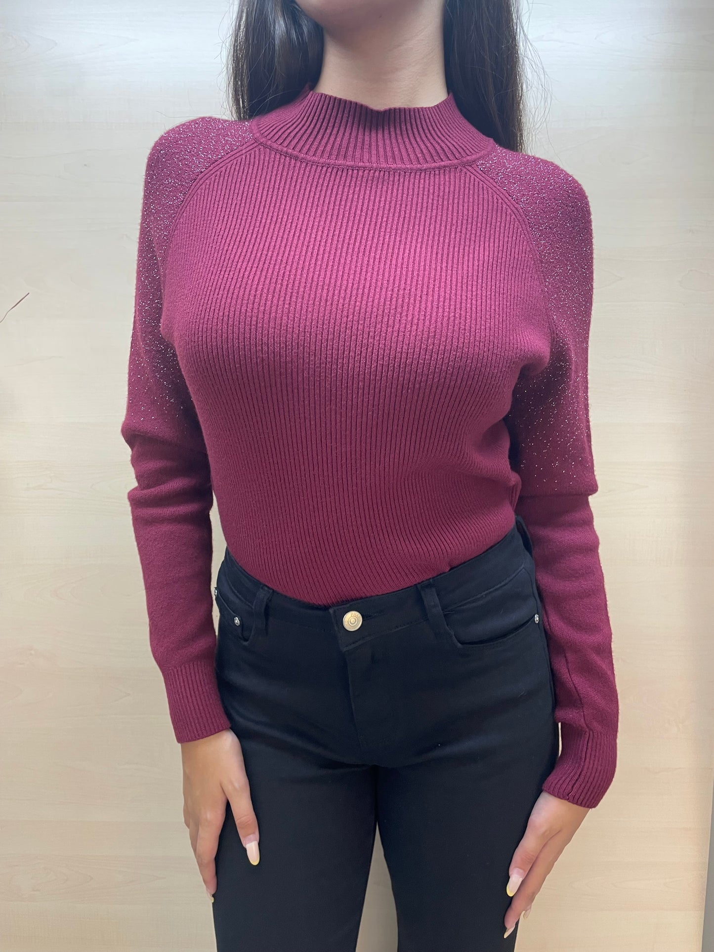 Maglia con lurex col. Amarone - in viscosa