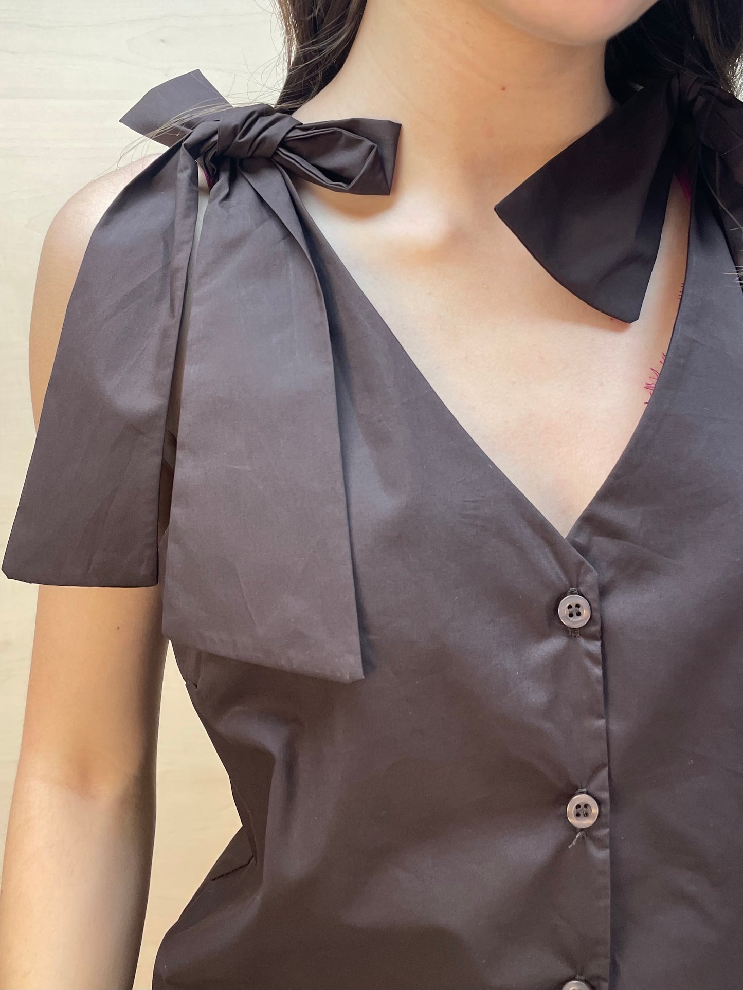 Camicia moka con fiocchi - in cotone