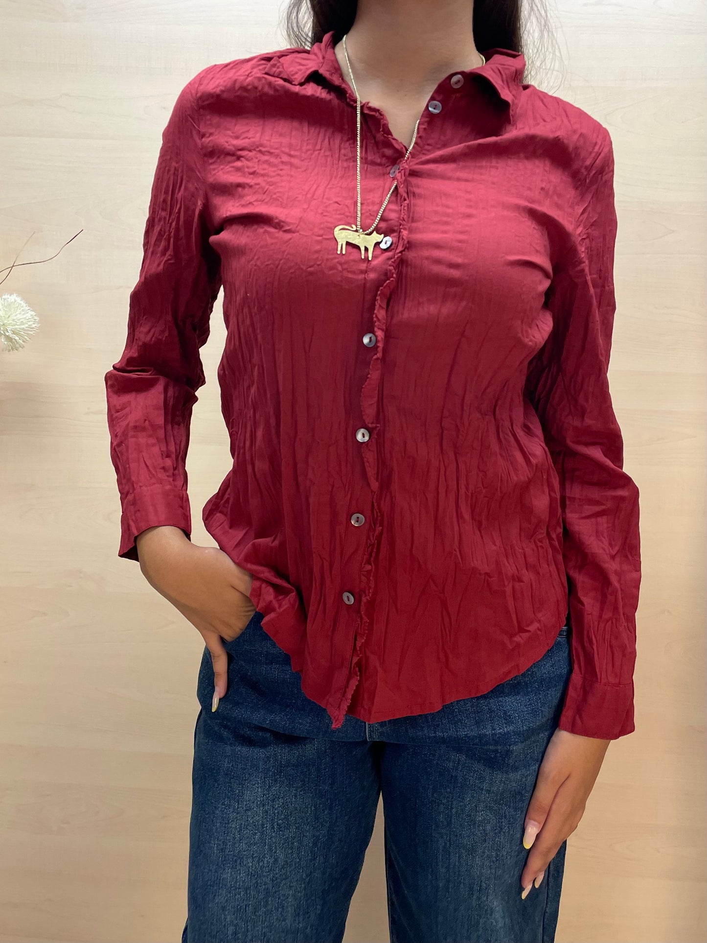 Camicia rossa tinta unita - in cotone bio