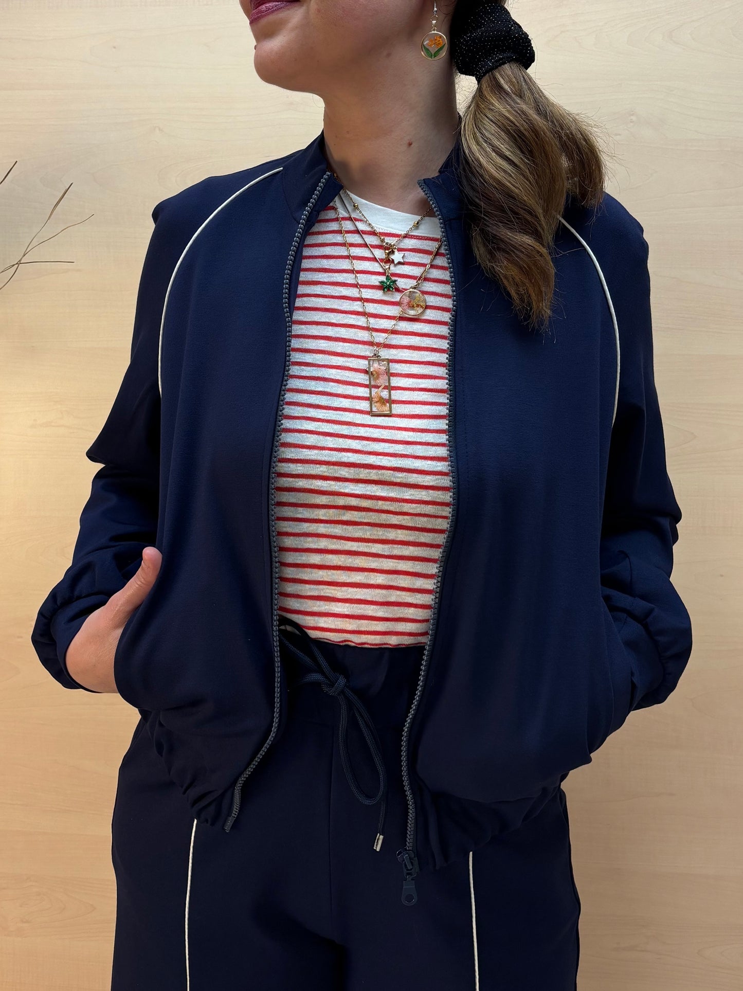 Felpa blu con zip - in viscosa