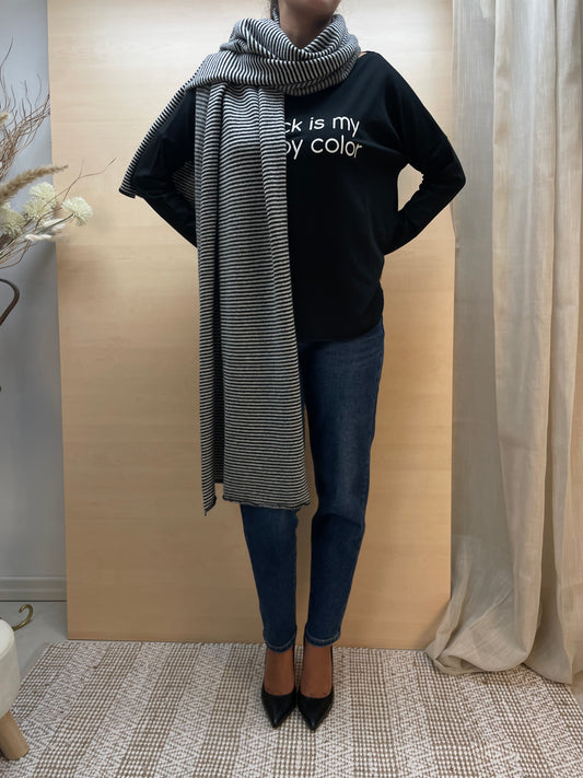 Sciarpa a righe - in misto cashmere