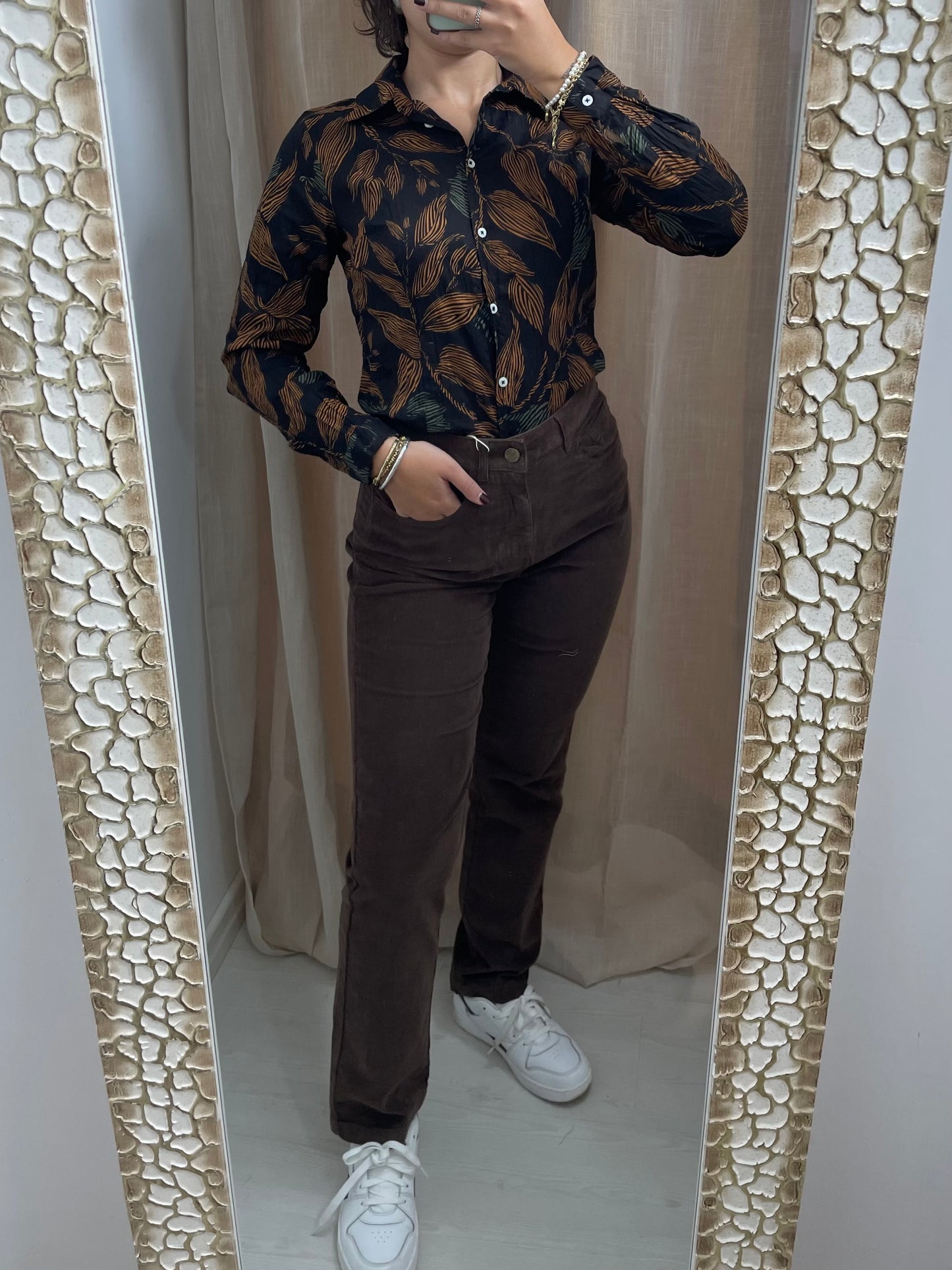 Pantaloni in Velluto a coste sottili - marrone