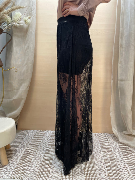 Gonna lunga nera - in tulle di pizzo