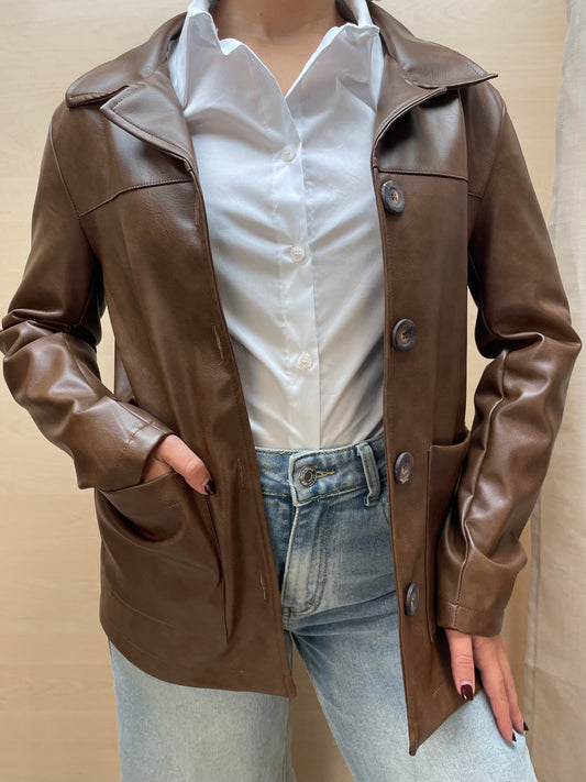 Giacca in ecopelle - marrone