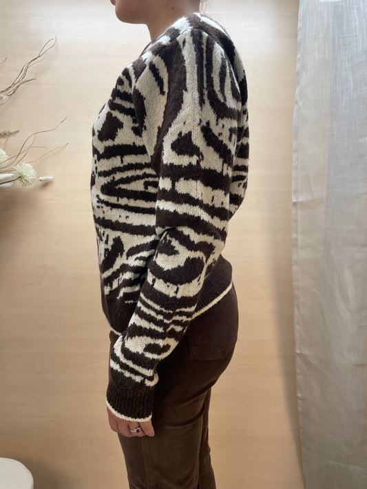 Maglione a fantasia - color Moka e Burro