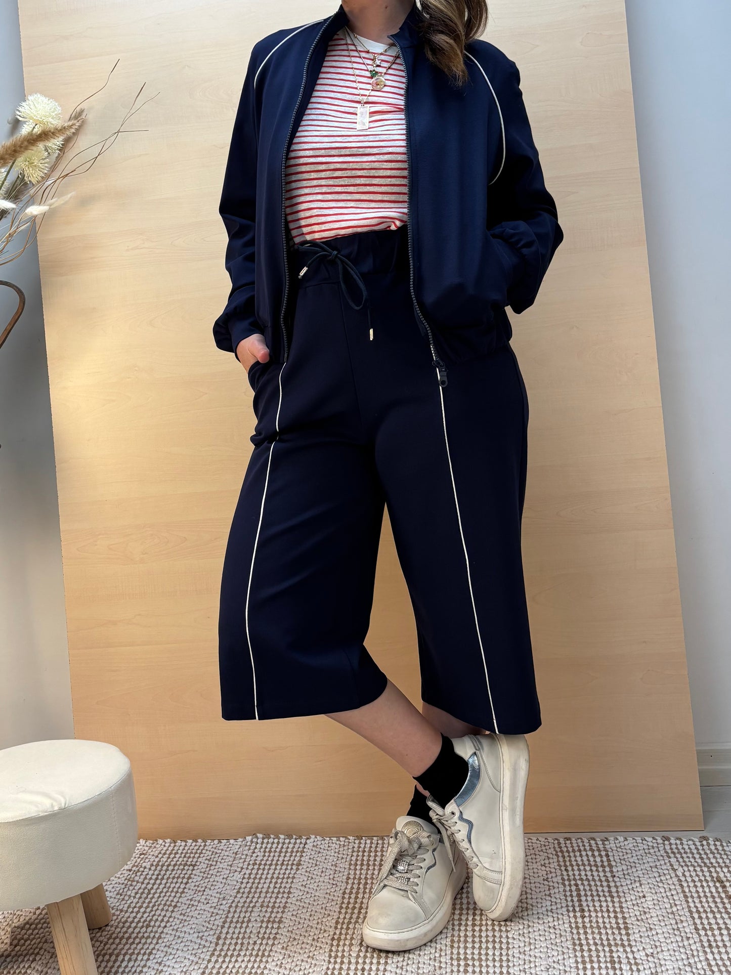Felpa blu con zip - in viscosa