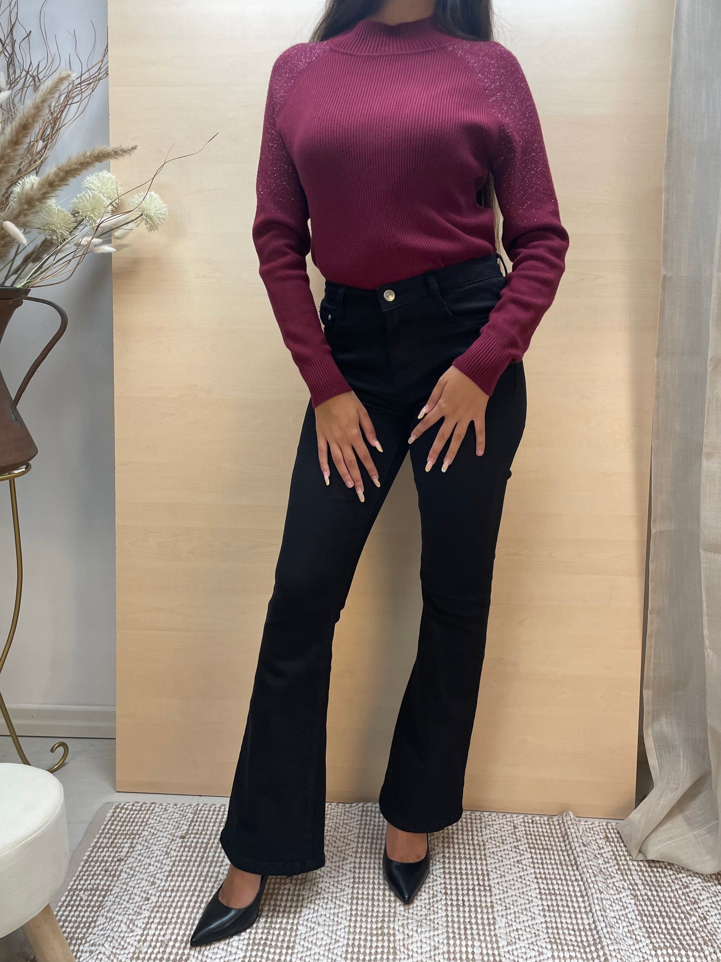Maglia con lurex col. Amarone - in viscosa
