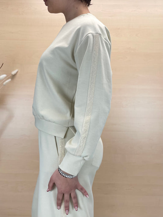 Felpa leggera con lurex - in tessuto EcoScuba col.Burro