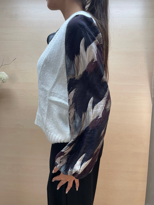 Gilet panna over con scollo a V - in lana