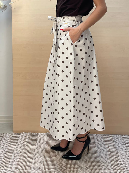 Gonna con pois moka- in cotone