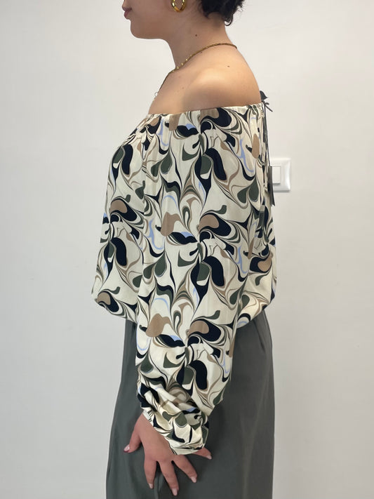 Blusa stampa 70 - in twill di viscosa