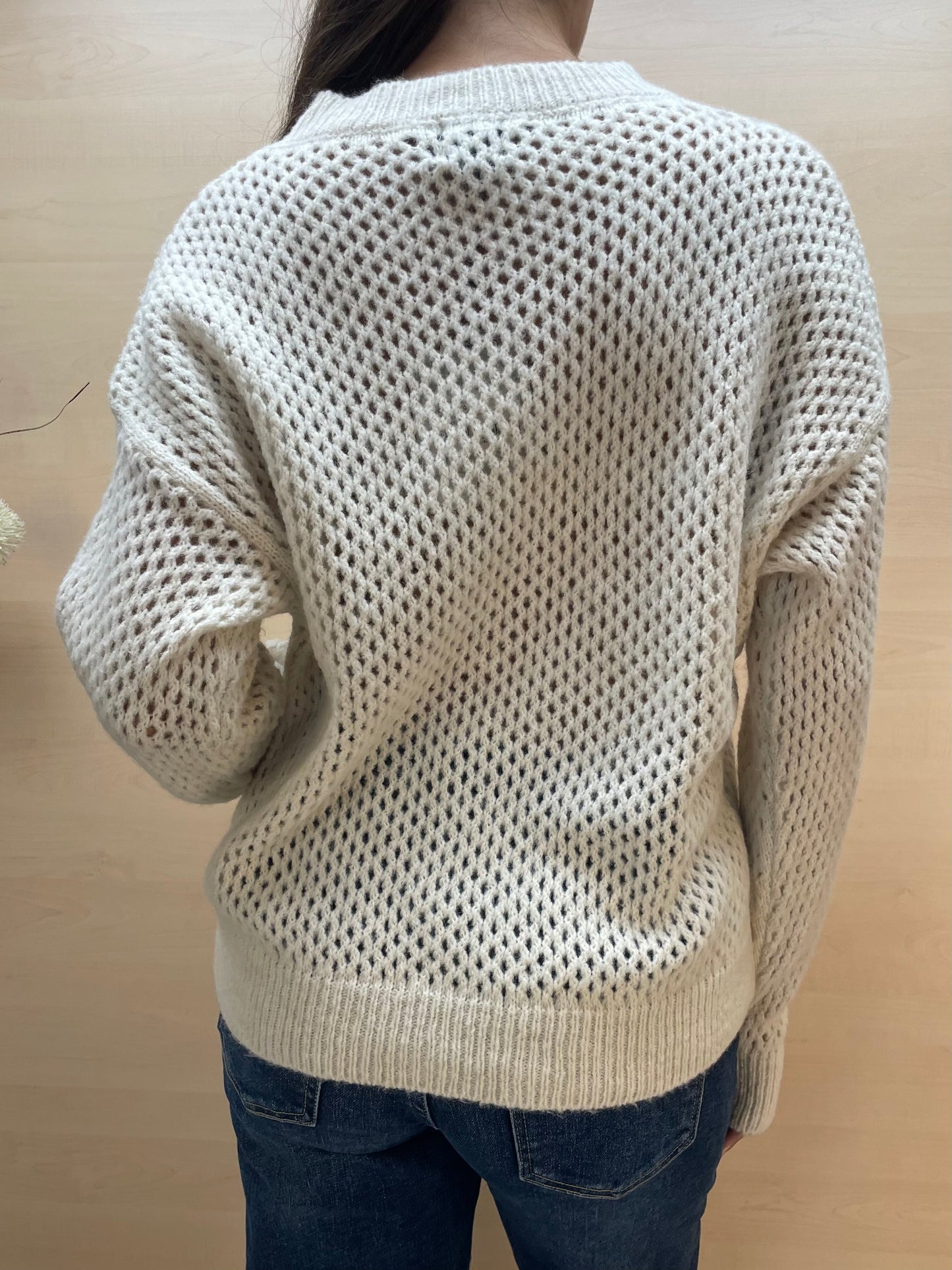 Maglia traforata Latte - in lana