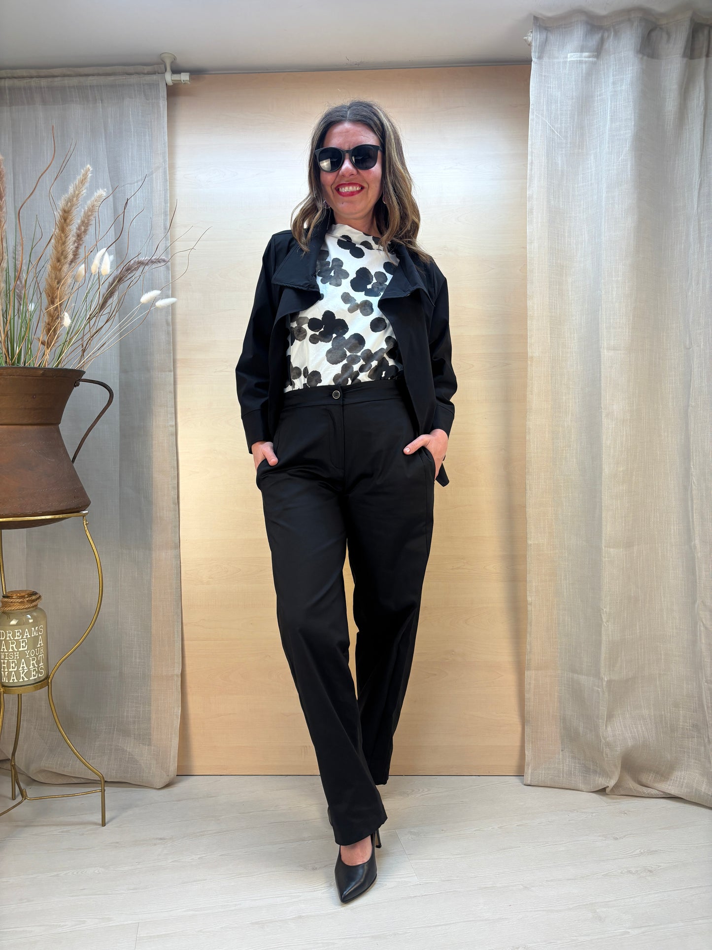 Blusa smanicata fantasia in cotone - Karma - Made in Italy