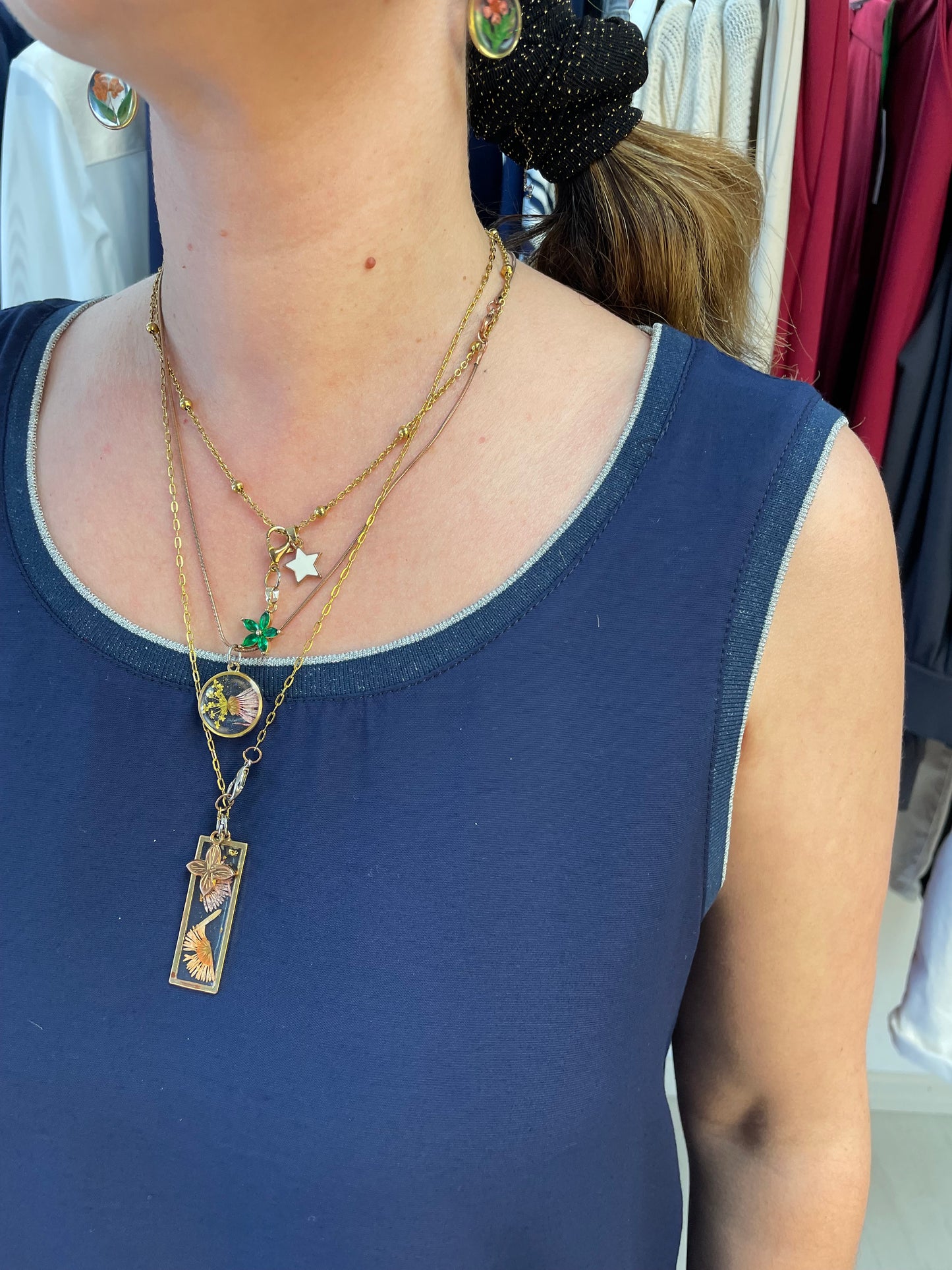 Canotta blu con dettagli argento - in lyocell