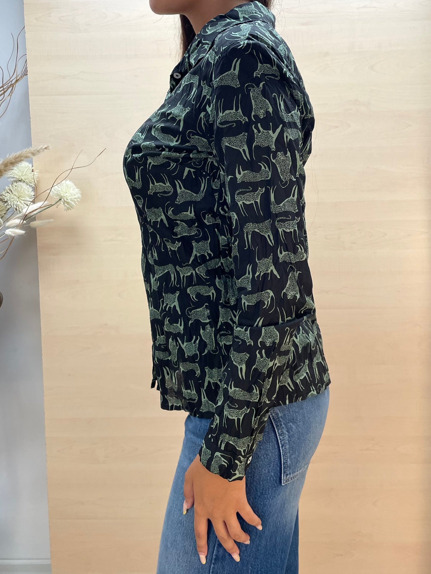 Camicia con stampa animalier felina - in cotone bio