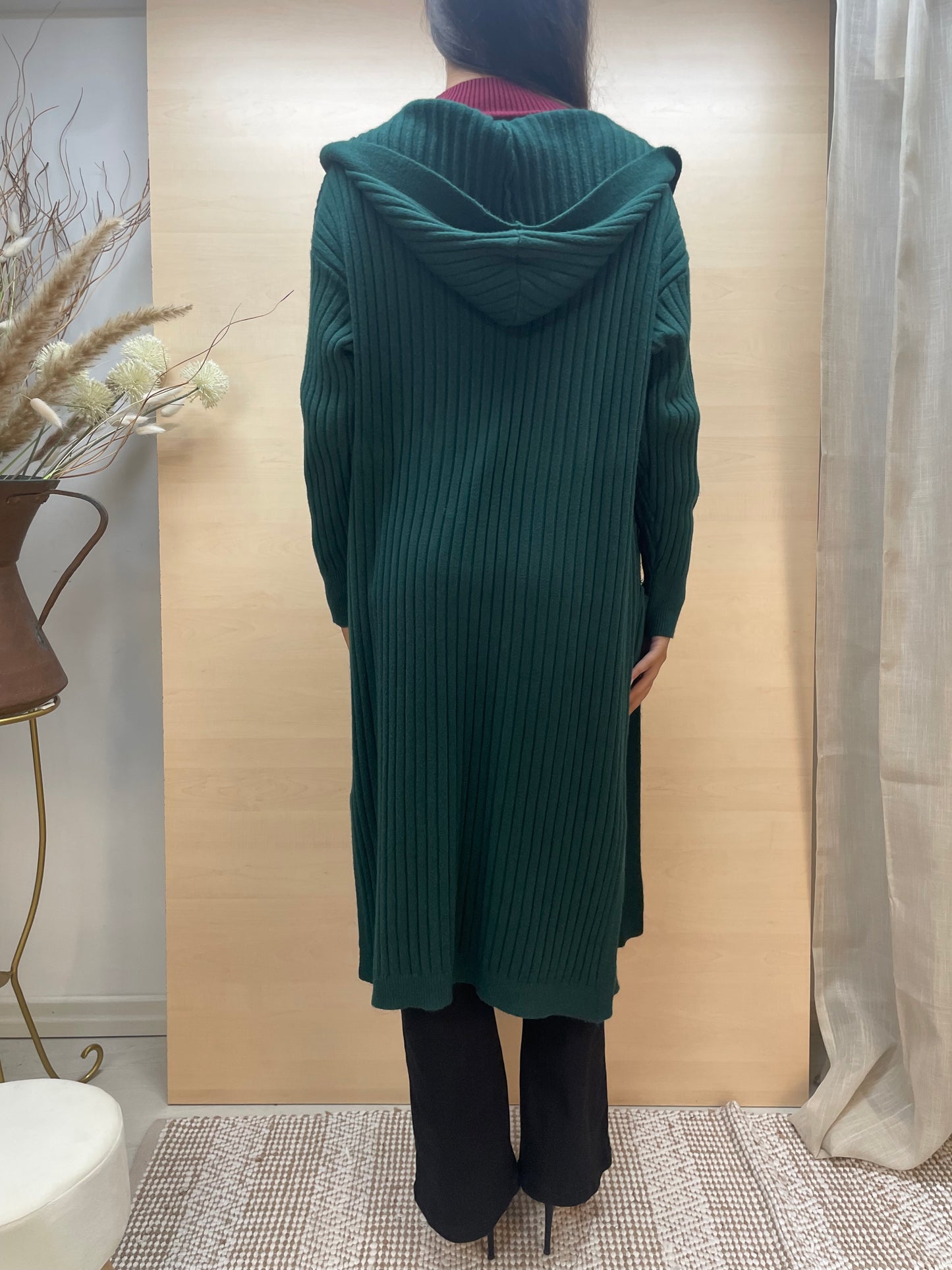 Cardigan lungo con cappuccio - verde Gucci