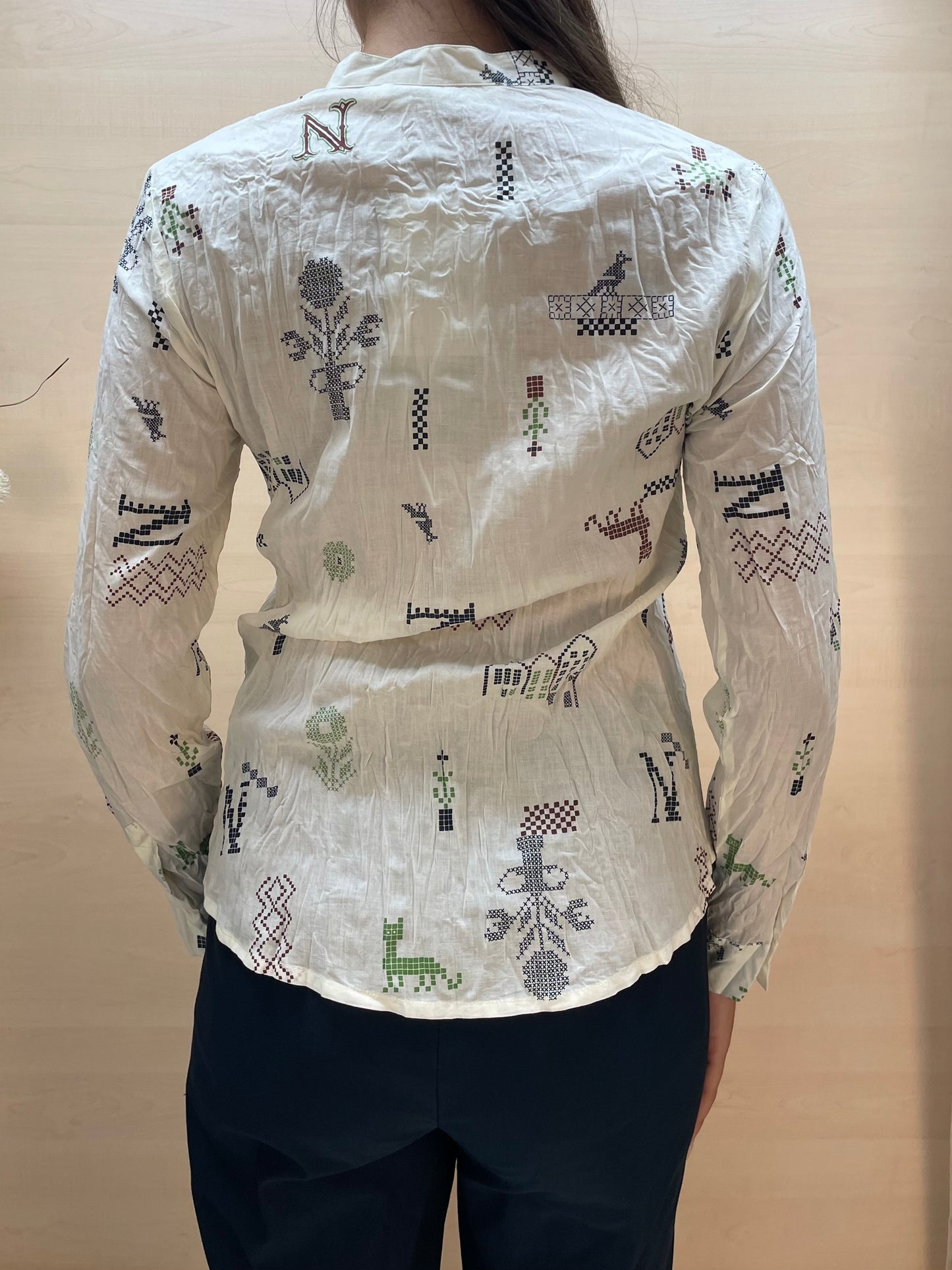 Camicia con stampa a punto croce - in cotone bio
