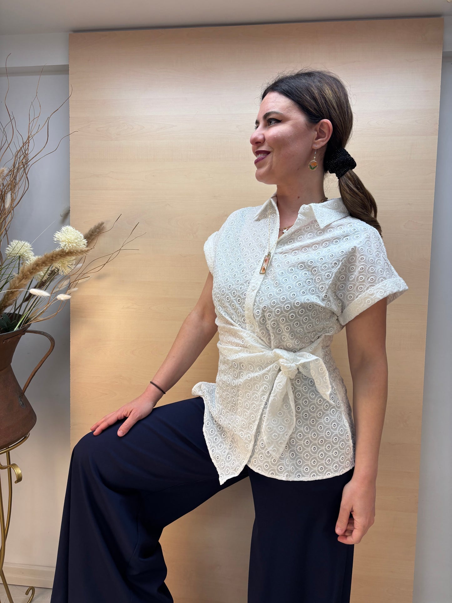 Camicia Esperanza in pizzo Sangallo - in cotone