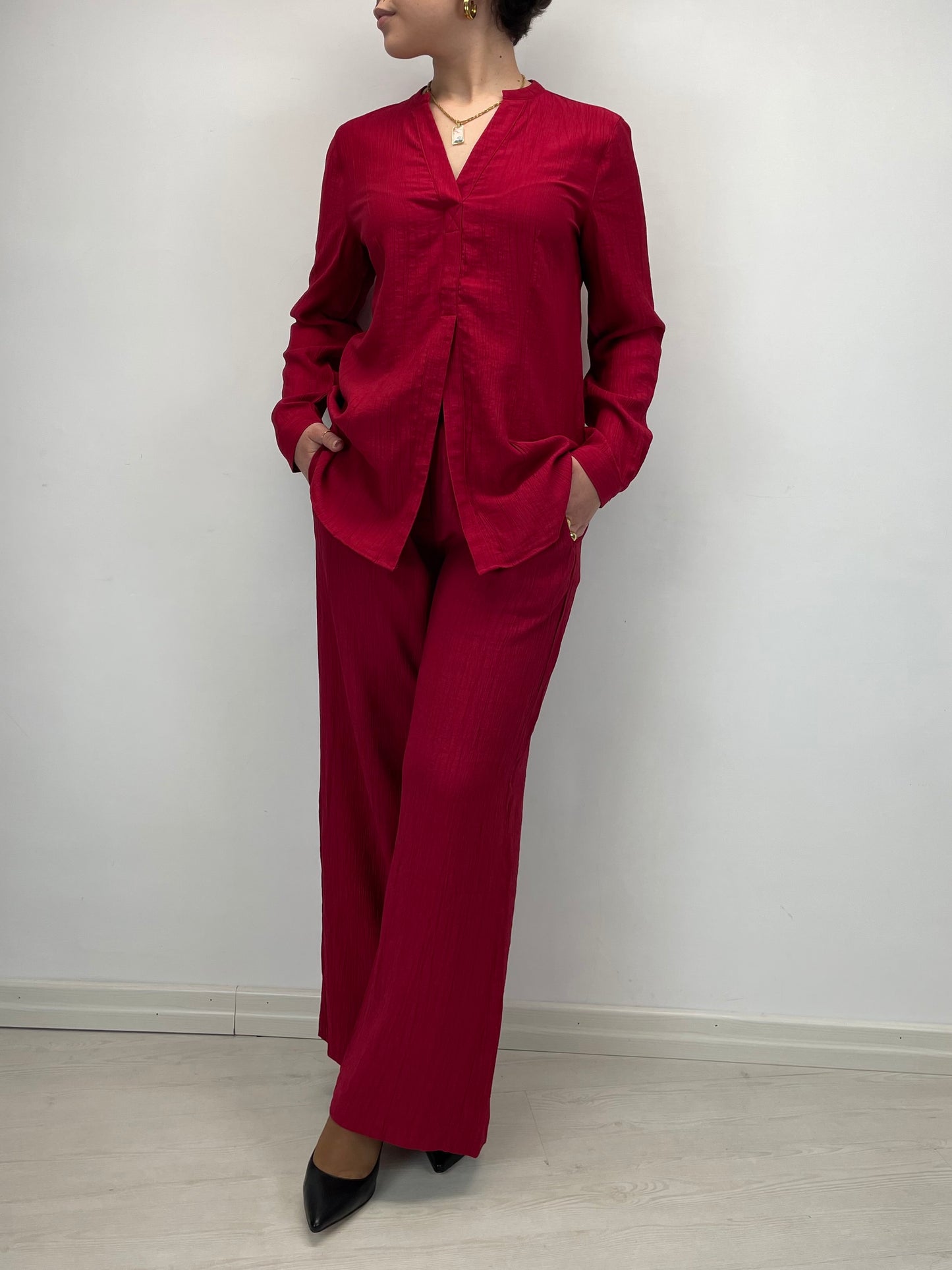 Blusa rossa increspata - in viscosa