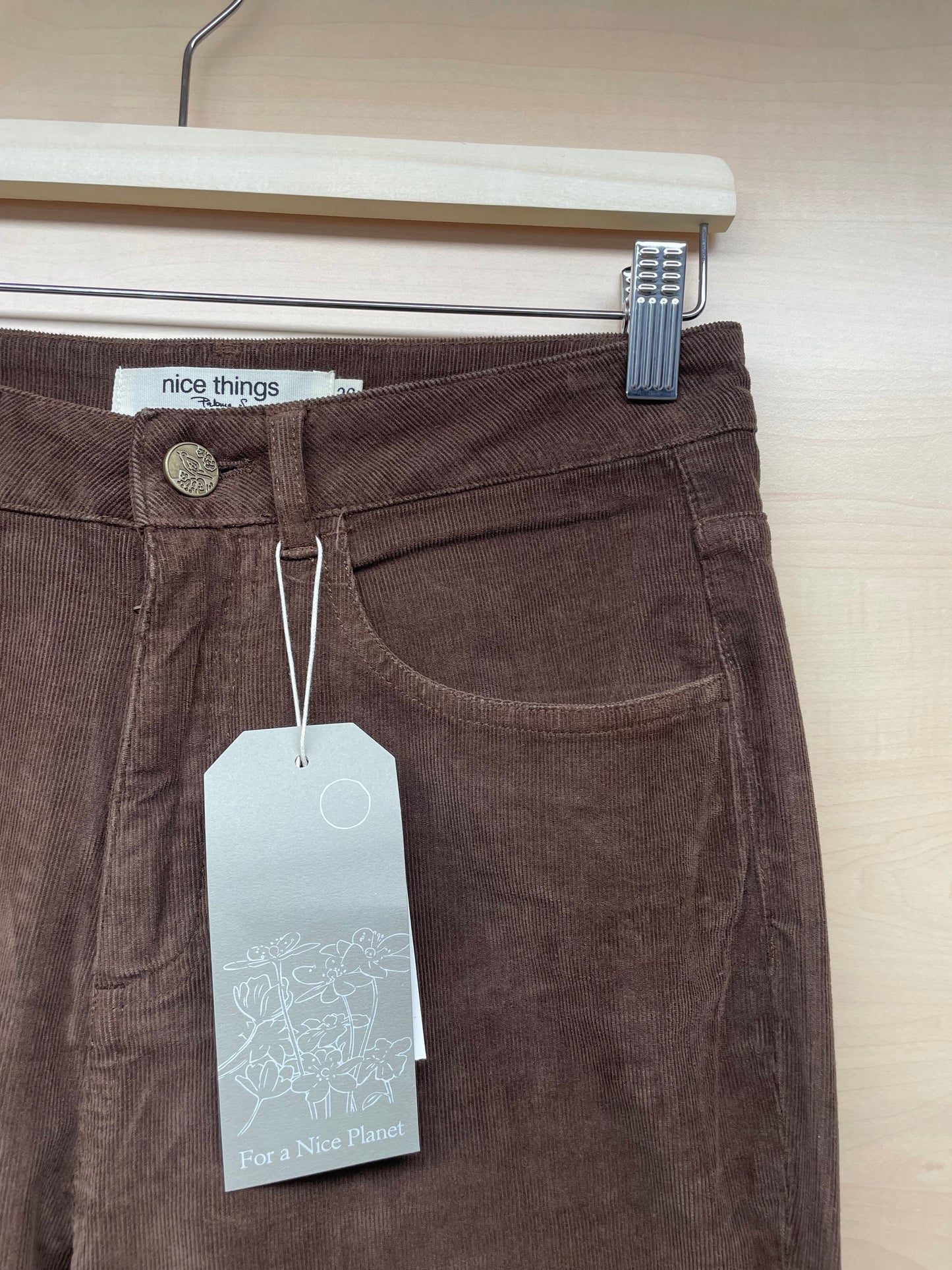 Pantaloni in Velluto a coste sottili - marrone